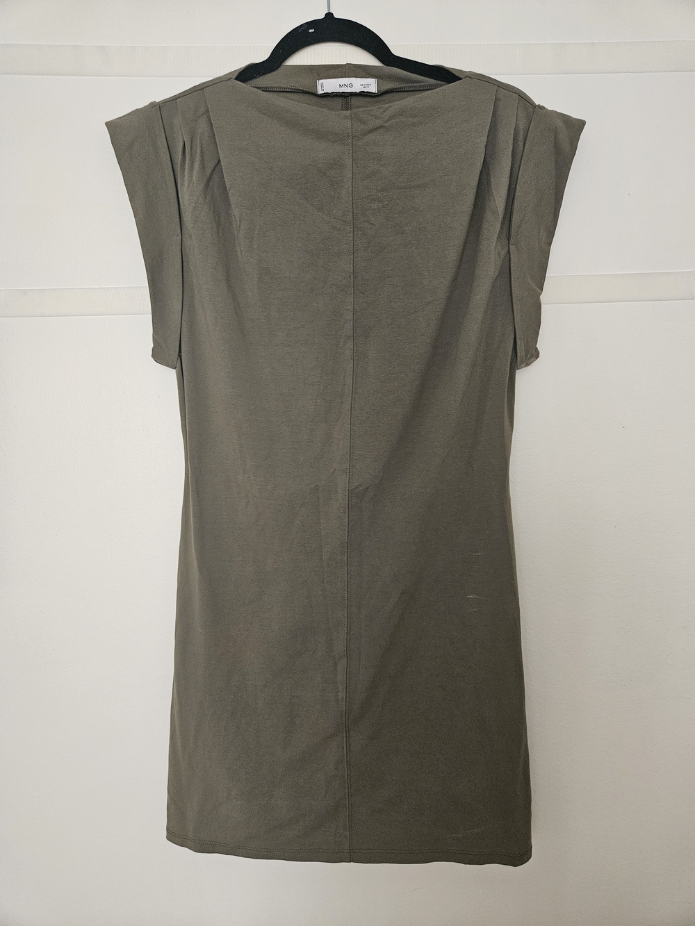 Mango Olive Green Cap-Sleeve Shift Dress